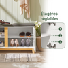 SoBuy FSR117-W Banc à Chaussures avec Coussin Rembourré et 2 Portes, Meuble d'Entrée – 90x34x46 cm, Blanc