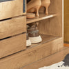 SoBuy FSR120-N Banc à Chaussures avec Porte de Grange Coulissante et Coffre de Rangement pour Entrée – 80x35x48 cm, Naturel