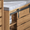 SoBuy FSR120-N Banc à Chaussures avec Porte de Grange Coulissante et Coffre de Rangement pour Entrée – 80x35x48 cm, Naturel