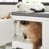 SoBuy FSR136-W Banc à Chaussures avec Coussin Rembourré, 2 Portes et Maison pour Chat Intégrée pour Entrée – 90x36x44 cm, Blanc
