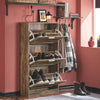 SoBuy FSR137-L-F Meuble à Chaussures à Abattants 3 Niveaux Grande Capacité – Rangement Discret pour Entrée – Bois Foncé