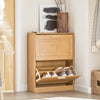SoBuy FSR137-N Meuble à Chaussures à Abattants 2 Niveaux – Rangement Discret pour Entrée – 60x23x79 cm Naturel