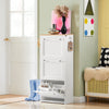 SoBuy FSR144-WN Armoire à Chaussures avec 3 Abattants et 2 Crochets – L59×P26×H116 cm, Charge 30 kg, Blanc et Naturel