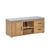 SoBuy FSR148-N Banc à Chaussures avec Coussin Rembourré 4 cm – 2 Tiroirs, 1 Porte, 6 Pieds Hévéa – 110×35×47 cm, Naturel