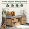 SoBuy FSR149-N Banc à Chaussures avec Coussin Rembourré et Tiroirs, Meuble d'Entrée – 110x35x45 cm, Naturel