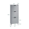 SoBuy FSR151-H-HG Armoire à Chaussures 3 Abattants Ultra-Slim 19cm, Rangement Compact pour Entrée Couloir – 50x19x129 cm, Gris
