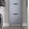 SoBuy FSR151-H-HG Armoire à Chaussures 3 Abattants Ultra-Slim 19cm, Rangement Compact pour Entrée Couloir – 50x19x129 cm, Gris