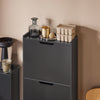 SoBuy FSR151-H-SCH Armoire à Chaussures Ultra-Slim 19 cm | 3 Abattants, 6–8 Paires, Noir