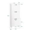 SoBuy FSR151-H-W Meuble à chaussures étroit 19 cm avec 3 abattants – 6 à 8 paires, 50 x 19 x 129 cm, Blanc