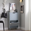 SoBuy FSR151-HG Armoire à Chaussures 2 Abattants Ultra-Slim 19cm, Rangement Compact pour Entrée Couloir – 50x19x91 cm, Gris