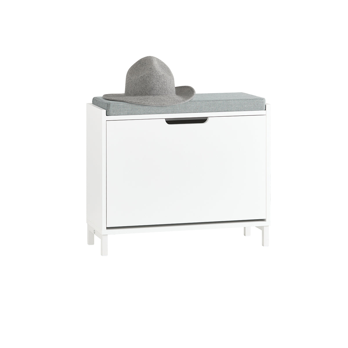 SoBuy FSR151-K-W Banc à Chaussures avec Coussin Rembourré et 1 Abattant, Slim 24cm pour Entrée – 60x24x52 cm, Blanc