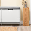 SoBuy FSR151-L-W Banc à Chaussures avec 4 Compartiments et Coussin Confortable, pour Entrée et Couloir, Compact – L105×P24×H52 cm, Charge 250 kg, Bois, Blanc