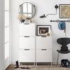 SoBuy FSR151-W Armoire à Chaussures 2 Abattants Ultra-Slim 19cm, Rangement Compact pour Entrée Couloir – 50x19x91 cm, Blanc