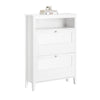 SoBuy FSR152-W Meuble à Chaussures à Abattants 2 Niveaux – Rangement Discret pour Entrée – 80x25x108 cm Blanc