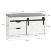 SoBuy FSR153-W Banc à Chaussures avec Coussin Rembourré et Porte de Grange Coulissante pour Entrée – 80x30x49 cm, Blanc