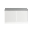 SoBuy FSR153-W Banc à Chaussures avec Coussin Rembourré et Porte de Grange Coulissante pour Entrée – 80x30x49 cm, Blanc