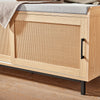SoBuy FSR154-N Banc à Chaussures avec Coussin Rembourré, 2 Portes Coulissantes Façade Rotin Tissé pour Entrée – 110x40x49 cm, Naturel