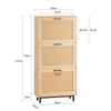 SoBuy FSR155-N Armoire à Chaussures 3 Abattants Effet Cannage Rotin, Meuble d'Entrée Design – Naturel