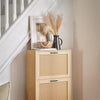 SoBuy FSR155-N Armoire à Chaussures 3 Abattants Effet Cannage Rotin, Meuble d'Entrée Design – Naturel