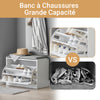 SoBuy FSR16-HG Banc à Chaussures avec 1 Abattant et Coussin Rembourré, Coffre de Rangement pour Entrée – 60x30x46 cm, Gris