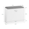 SoBuy FSR16-K-W Banc à Chaussures avec 1 Abattant et Coussin Rembourré, Coffre de Rangement Slim 24cm pour Entrée – 60x24x47 cm, Blanc