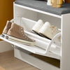 SoBuy FSR16-K-W Banc à Chaussures avec 1 Abattant et Coussin Rembourré, Coffre de Rangement Slim 24cm pour Entrée – 60x24x47 cm, Blanc