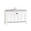SoBuy FSR161-W Banc à Chaussures avec Coussin Rembourré et 1 Abattant pour Entrée Couloir – 80x30x50 cm, Blanc