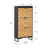 SoBuy FSR164-SCH Armoire à Chaussures 3 Abattants sur Pieds Métal – Motif Diamant, 24 cm de Profondeur – 62×24×125 cm, Noir et Bois