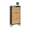 SoBuy FSR164-SCH Armoire à Chaussures 3 Abattants sur Pieds Métal – Motif Diamant, 24 cm de Profondeur – 62×24×125 cm, Noir et Bois