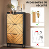 SoBuy FSR164-SCH Armoire à Chaussures 3 Abattants sur Pieds Métal – Motif Diamant, 24 cm de Profondeur – 62×24×125 cm, Noir et Bois