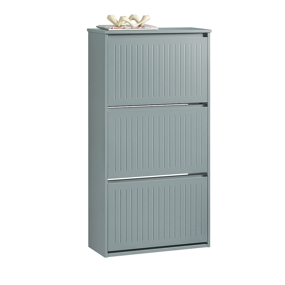 SoBuy FSR165-H-HG Meuble à Chaussures à Abattants 3 Niveaux – Rangement Discret pour Entrée – 61x26x120 cm Gris