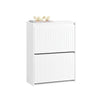 SoBuy FSR165-K-W Meuble à Chaussures à Abattants 2 Niveaux – Rangement Discret pour Entrée – 61x26x81 cm Blanc