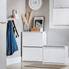 SoBuy FSR165-K-W Meuble à Chaussures à Abattants 2 Niveaux – Rangement Discret pour Entrée – 61x26x81 cm Blanc