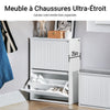 SoBuy FSR165-K-W Meuble à Chaussures à Abattants 2 Niveaux – Rangement Discret pour Entrée – 61x26x81 cm Blanc