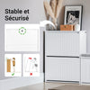 SoBuy FSR165-K-W Meuble à Chaussures à Abattants 2 Niveaux – Rangement Discret pour Entrée – 61x26x81 cm Blanc
