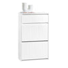 SoBuy FSR165-W Meuble à Chaussures à Abattants 2 Niveaux – Rangement Discret pour Entrée – Blanc