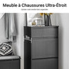 SoBuy FSR165-SCH Banc à chaussures avec rangement et coussin rembourré – 2-en-1 assise et coffre 2 abattants, Noir