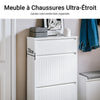 SoBuy FSR165-W Meuble à Chaussures à Abattants 2 Niveaux – Rangement Discret pour Entrée – Blanc