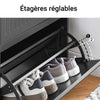 SoBuy FSR165-SCH Banc à chaussures avec rangement et coussin rembourré – 2-en-1 assise et coffre 2 abattants, Noir