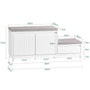 SoBuy FSR172-W Banc à Chaussures pour Enfants avec 2 Coussins Rembourrés, 2 Portes et 1 Tiroir, Charge 181 kg pour Entrée – 100x35x42 cm, Blanc
