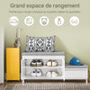 SoBuy FSR172-W Banc à Chaussures pour Enfants avec 2 Coussins Rembourrés, 2 Portes et 1 Tiroir, Charge 181 kg pour Entrée – 100x35x42 cm, Blanc