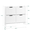 SoBuy FSR177-L-W Armoire à Chaussures 4 Abattants – 12 à 16 Paires, 19 cm de Profondeur, Anti-Basculement – 100×19×91 cm, Blanc
