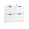 SoBuy FSR177-L-W Armoire à Chaussures 4 Abattants – 12 à 16 Paires, 19 cm de Profondeur, Anti-Basculement – 100×19×91 cm, Bla