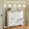 SoBuy FSR177-L-W Armoire à Chaussures 4 Abattants – 12 à 16 Paires, 19 cm de Profondeur, Anti-Basculement – 100×19×91 cm, Blanc