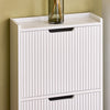 SoBuy FSR177-W Armoire à Chaussures 2 Abattants – 4 à 6 Paires, 19 cm de Profondeur, Anti-Basculement – 50×19×90 cm, Blanc
