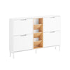 SoBuy FSR183-WN – Meuble à Chaussures Ultra-Slim 19 cm – 4 Abattants + 3 Niches – Blanc et Naturel