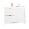 SoBuy FSR186-II-W Meuble à Chaussures à Abattants 4 Niveaux – Rangement Familial pour Entrée – 104x23x82 cm Blanc