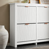 SoBuy FSR186-II-W Meuble à Chaussures à Abattants 4 Niveaux – Rangement Familial pour Entrée – 104x23x82 cm Blanc