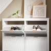 SoBuy FSR186-II-W Meuble à Chaussures à Abattants 4 Niveaux – Rangement Familial pour Entrée – 104x23x82 cm Blanc
