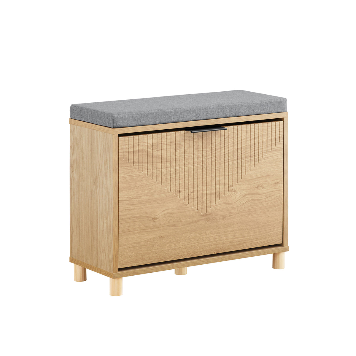 SoBuy FSR199-N Banc à Chaussures avec Abattant et Rangement Caché – Coussin Rembourré – 24 cm – Naturel